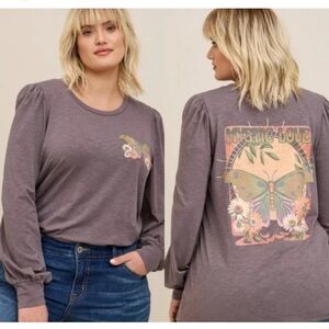 Torrid Mystic Love Butterfly Graphic Long Sleeve Top – Plus Size 4 (4X/26/28)